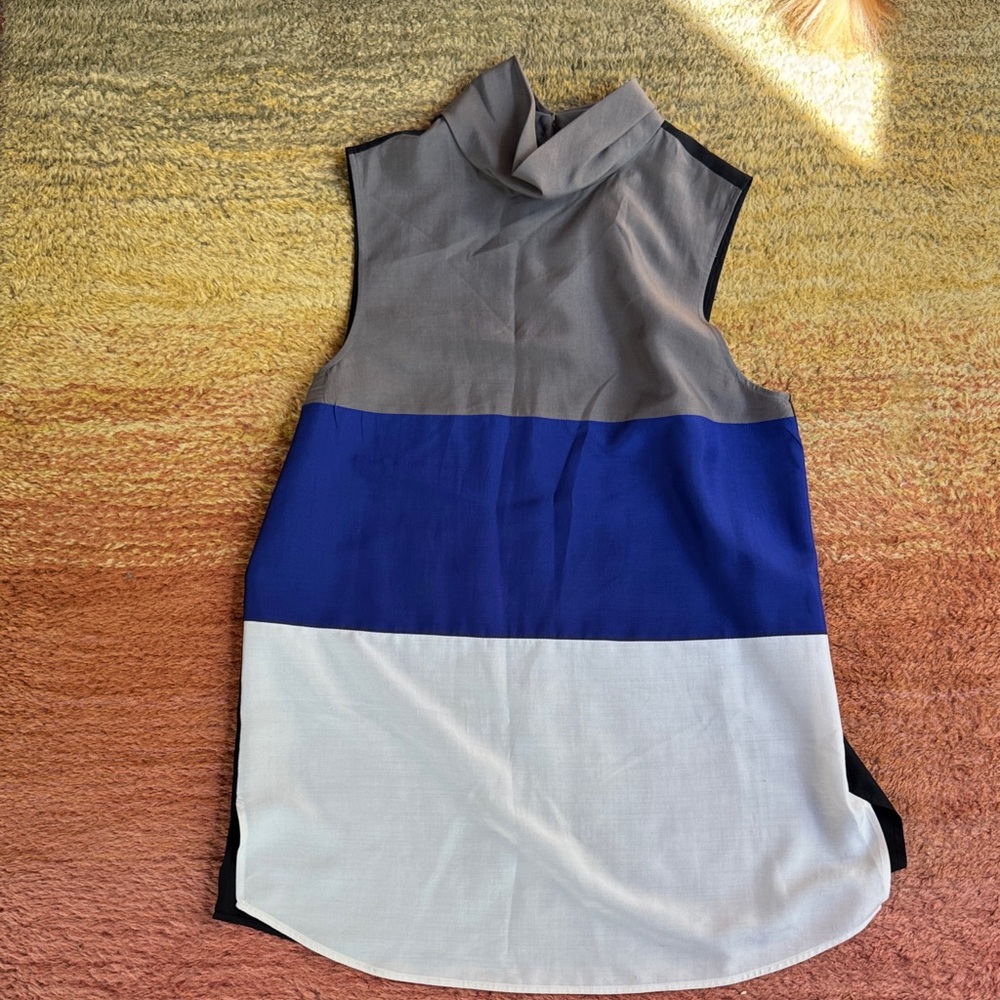 Emporio Armani Tri-Color Sleeveless Silk Blouse